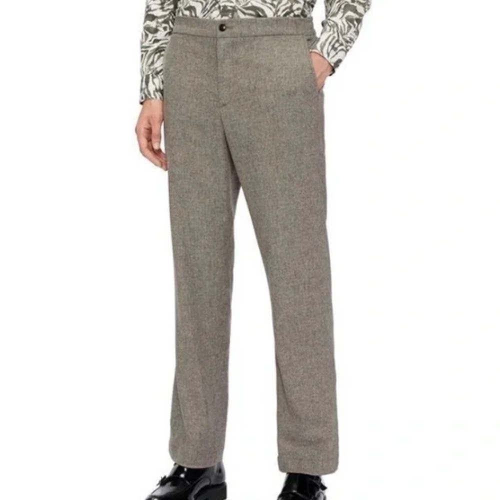TED BAKER SHUTTLE LEYDEN BROWN WOOL BLEND FLANNEL TROUSERS SIZE 38